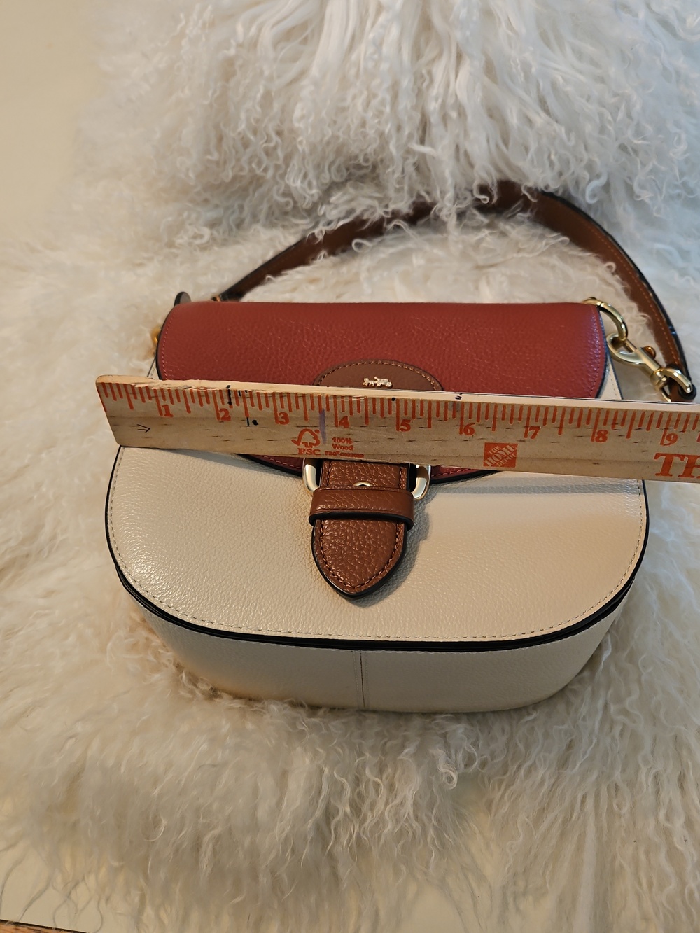 Coach Colorblock Leather Saddle Bag in Burgundy & Cream - Picture 9 of 11